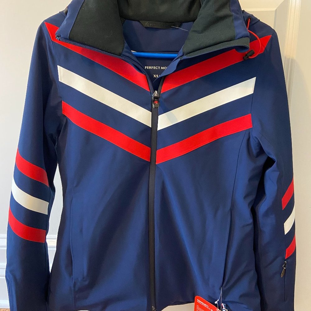Perfect Moment Navy Chevron Ski Jacket XS